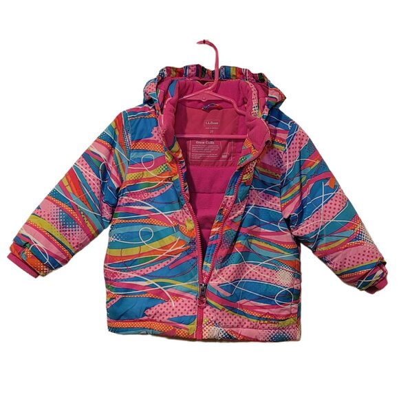 LL Bean Pink Vintage-Style Sweater-Print Puffer Jacket, Youth Size 2T Thinsulate - Picture 2 of 10